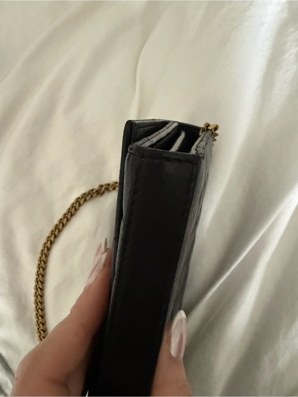 Saint Laurent Black Quilted Leather Shoulder Bag with Gold YSL Chain - Picture 8 of 11